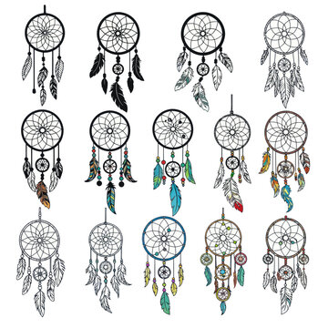 Dreamcatcher Collection: Bohemian Style Native American Talismans with Feathers and Beads