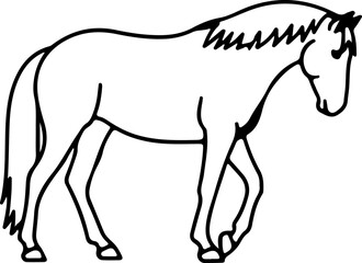 Fototapeta premium Elegant monochrome outline drawing of an equine creature in motion, ideal for vector graphics and animal themes