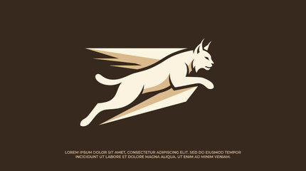 The dynamic lynx logo features an agile cat in motion, symbolizing speed, strength, and wildness, capturing the essence of nature and the beauty of untamed wildlife. © jianbin