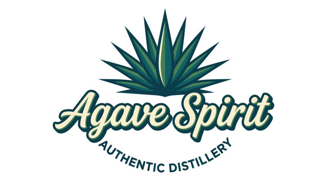 This vibrant logo features an agave plant design, representing authenticity and quality in distillation, ideal for showcasing a genuine spirit brand.