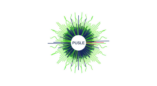 Abstract Sound Wave Explosion with 'Pusle' Text on White Background