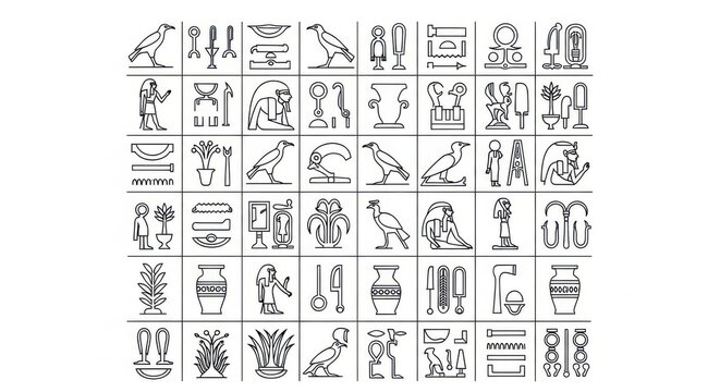 Ancient egyptian hieroglyphs chart a comprehensive collection of symbols and characters