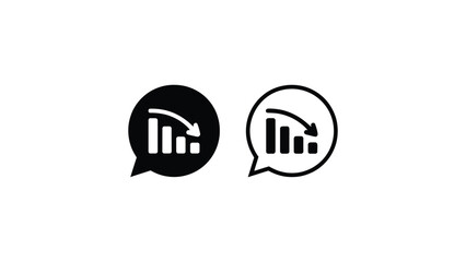 Fototapeta premium analytics chat bubble icon set black and white data statistics report symbol vector illustration modern business analysis isolated