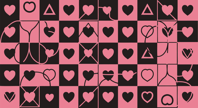 Heart shape decorative pattern with hearts 