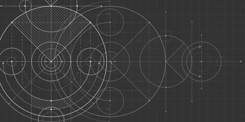 School geometry. Geometric drawing of circles. Mathematical construction of figures . Vector illustration. © Aliaksandr