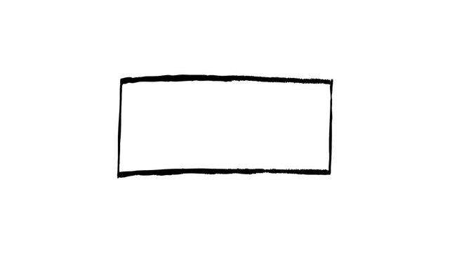 Hand Drawn Animated Rectangle Box with Target Crosshair on White Background