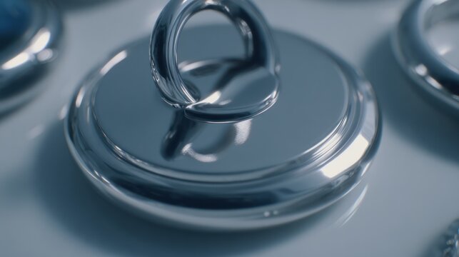 Close up of metallic objects with reflective surfaces and circular shapes
