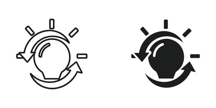 Comparison of rotary switches in on and off positions with directional arrows