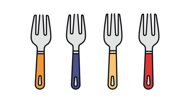 Spork Line art vector set creative abstract colorful shapes