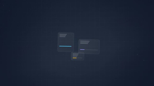 Abstract Technology Interface with Data Dashboard Cards