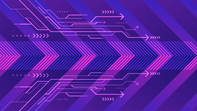 Abstract communication arrow. Geometric chevron shape blue color. Futuristic networking computer technology background