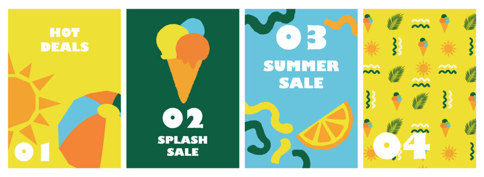 Minimal Summer Sale Social Media Banners Abstract Modern Ecommerce Promotion Design Template Set