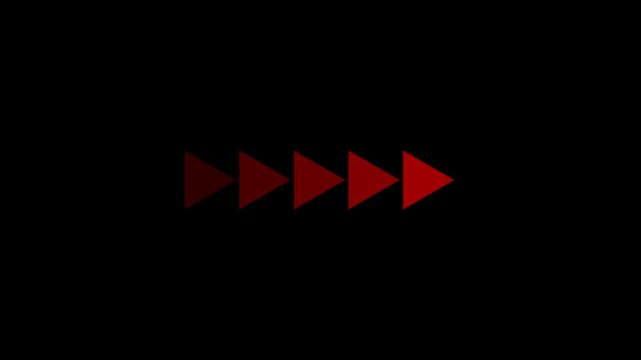 Fast forward arrow animation media control overlay. Forward arrow motion loading swipe direction flow. Play forward icon animation for video and music player. Fast arrow loading animation.