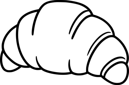 Croissant Pastry Black and White Outline Vector Illustration Isolated on a White Transparent Background Graphic Clipart