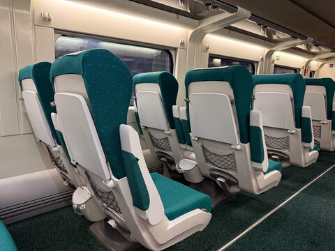 Luxury First Class Train Seats Interior in Spain High Speed Rail Travel Experience