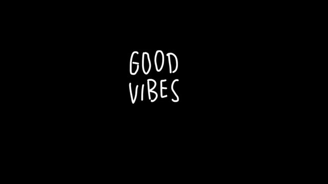 A video showcasing a motivational phrase with good vibes written in white on a black background