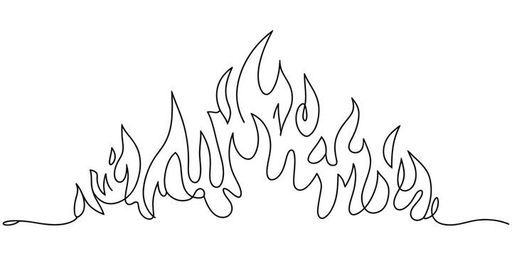 Continuous line drawing of abstract flames Vector, illustration