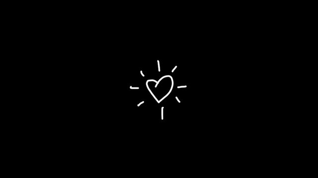 A video showcasing a heart symbol with light rays on a dark background