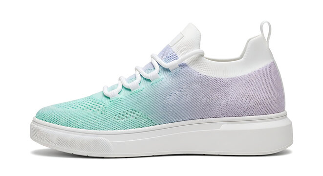 Gradient knit sneakers with white sole lace up footwear gradient athletic comfortable lightweight accessory material sportswear streetwear gentlemen