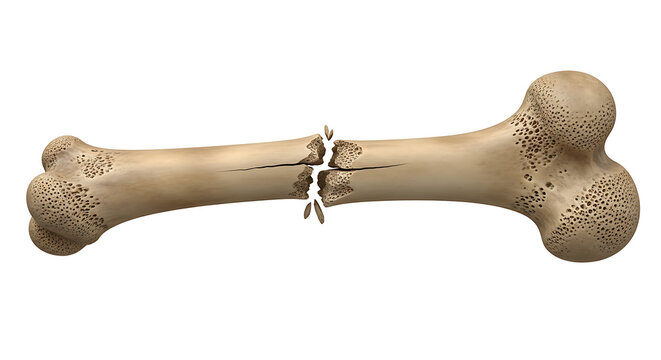 Human femur bone broken in half with human skeleton leg bone medical illustration bone fracture human anatomy health care fracture orthopedic skeletal accident