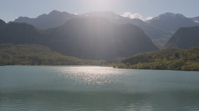Turquoise water of Lake Castel San Vincenzo in Molise Italy