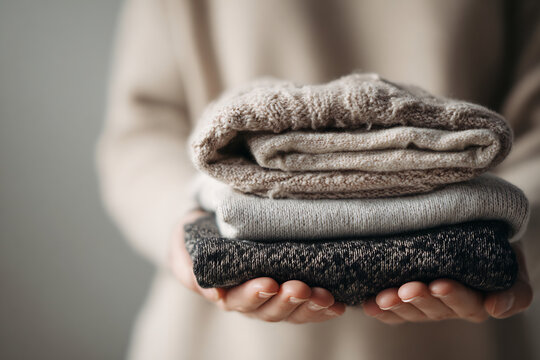 Stack of Folded Knitwear