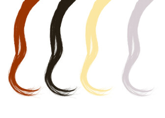 Obraz premium Colorful hair strands isolated on transparent background for creative design projects