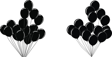 Bunches of balloons in silhouette style representing celebration event decor and joyful mood © Mominul