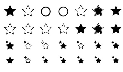 Fototapeta premium Star vector icon set with rating stars sparkle symbols and geometric shapes