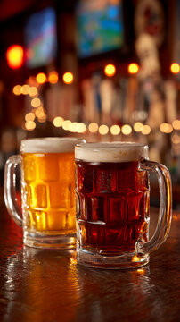 Two beers on the bar