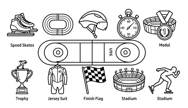 Speed skates vector icons and illustrations set for sports and racing events