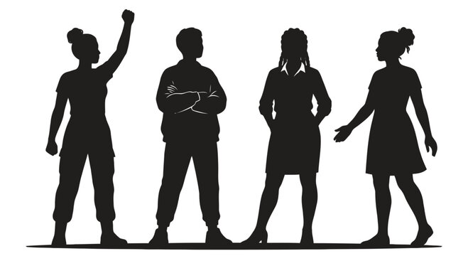 group of people silhouettes standing in various poses