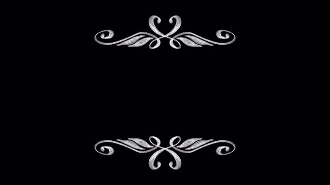 Vintage white chalk frame animation, transparent background