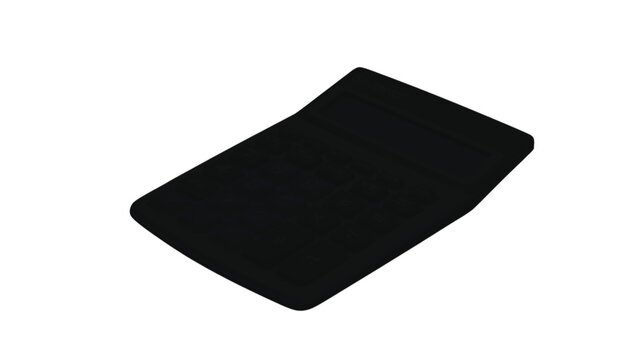 Calculator sits flat on a clean white surface to represent financial analysis and simple accounting.