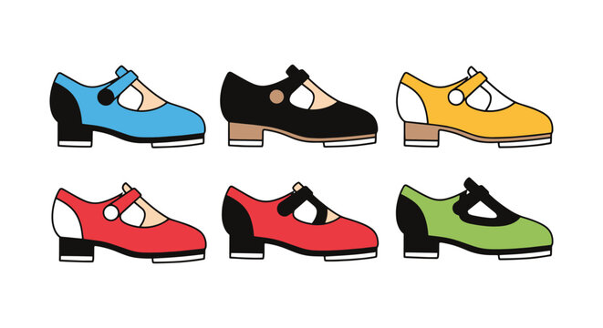 Tap Shoes Line art vector set clean minimal abstract