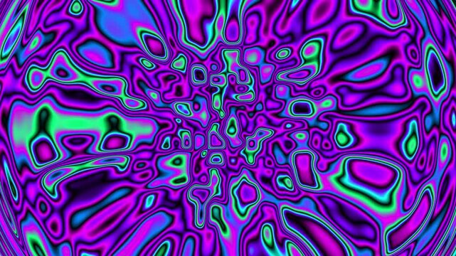 A high-energy motion graphic featuring distorted trippy visuals with vibrant color shifts and surreal liquid movements.