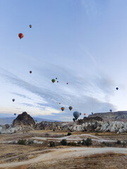 beautiful scenery flight of balloons in the mountains of Cappadocia in love valley © Nataliya