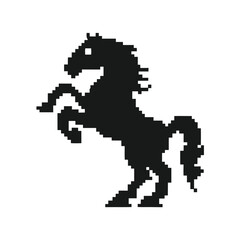 Fototapeta premium Minimal Pixel Art Horse Rearing Silhouette Icon for Web and Mobile Apps