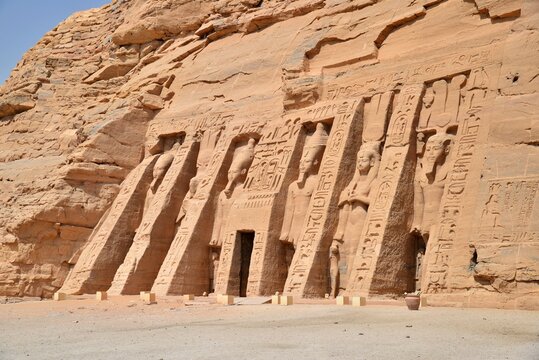 A view of the Temple of Nefertari in Abu Simbel, Egypt.