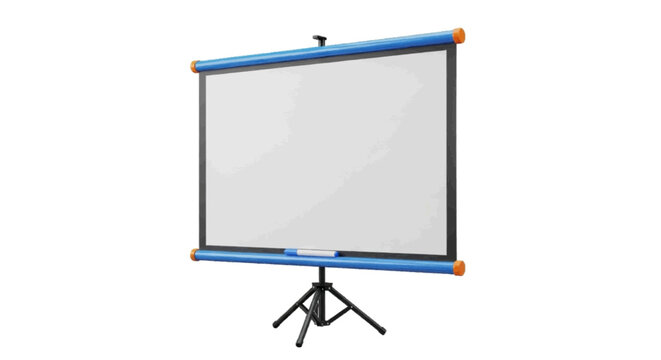 Vector illustration&nbsp;of portable projector screen with tripod stand on a transparent background