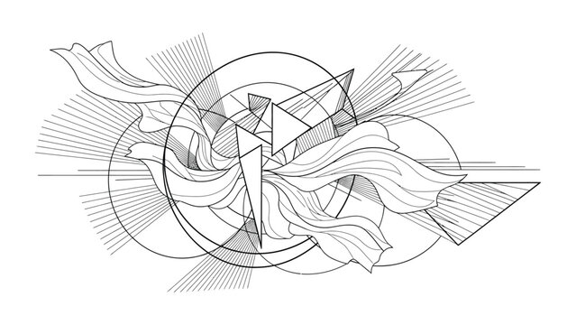 Abstract geometric design with flowing lines.