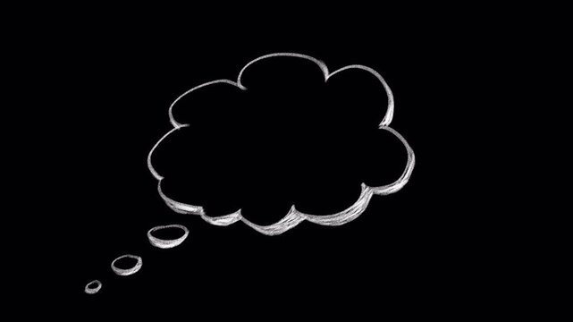 White cloud shell doodle chalk animation transparent background