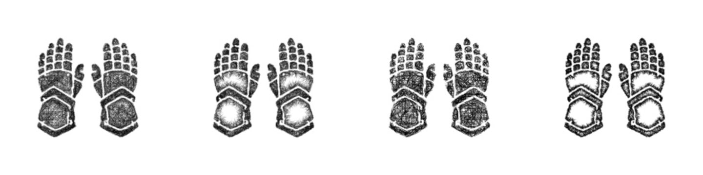 Sketch gauntlets icon design set