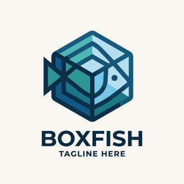 This image showcases a unique hexagonal logo featuring a fish, ideal for businesses connected to marine life, ocean adventures, or seafood industries.