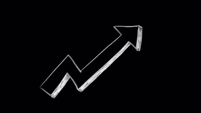 White arrow doodle chalk animation transparent background
