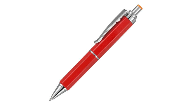 Vector illustration&nbsp;of red retractable ballpoint pen with a textured finish on a transparent background