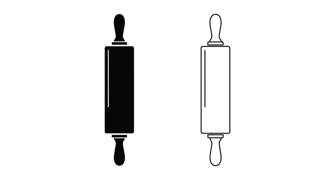 Two rolling pins one solid black and one outlined silhouette