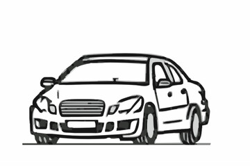 Obraz premium A black and white line art illustration of a car on transparent background