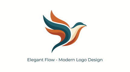 Obraz premium This logo features an abstract bird in elegant blue and orange colors, symbolizing freedom and creativity, perfect for modern branding and design purposes.