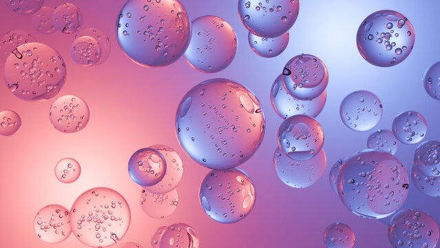Dynamic Scatter of Crimson and Royal Blue Water Bubbles